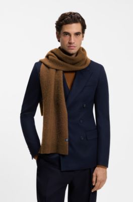 BOSS BY BECKHAM scarf in virgin wool and cashmere, Brown