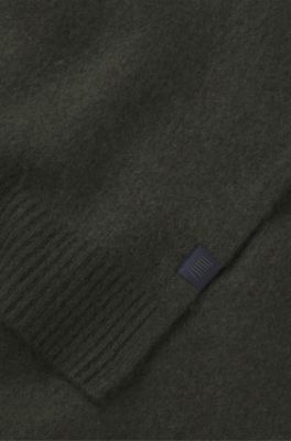 BOSS BY BECKHAM scarf in virgin wool and cashmere, Olive