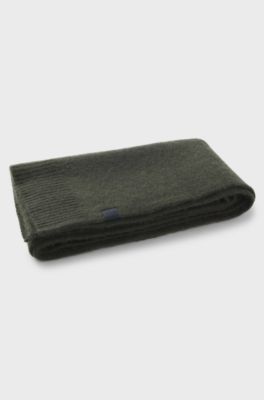 BOSS BY BECKHAM scarf in virgin wool and cashmere, Olive