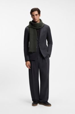 BOSS BY BECKHAM scarf in virgin wool and cashmere, Olive