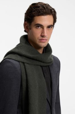 BOSS BY BECKHAM scarf in virgin wool and cashmere, Olive
