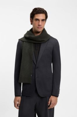 BOSS BY BECKHAM scarf in virgin wool and cashmere, Olive