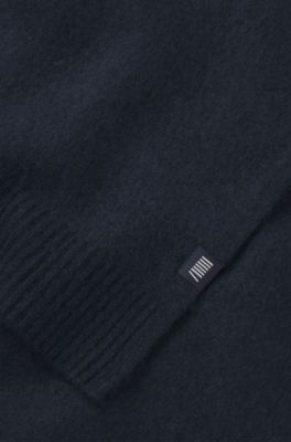 BOSS BY BECKHAM scarf in virgin wool and cashmere, Dark Blue