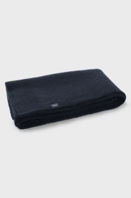 BOSS BY BECKHAM scarf in virgin wool and cashmere, Dark Blue