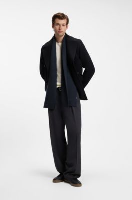 BOSS BY BECKHAM scarf in virgin wool and cashmere, Dark Blue