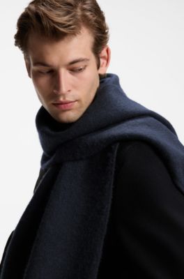 BOSS BY BECKHAM scarf in virgin wool and cashmere, Dark Blue