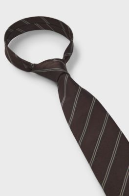 BOSS ONE silk-jacquard tie, Dark Brown