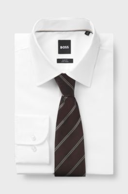 BOSS ONE silk-jacquard tie, Dark Brown