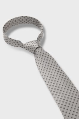 BOSS ONE Patterned tie in silk jacquard, Grey