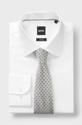 BOSS ONE Patterned tie in silk jacquard, Grey