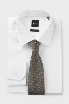 BOSS ONE Patterned tie in silk jacquard, Light Brown