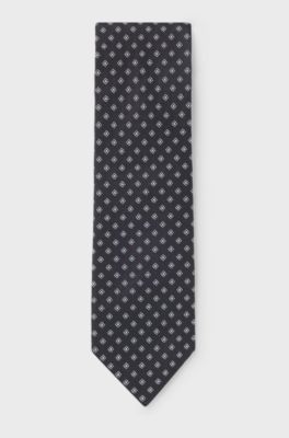 BOSS ONE Patterned tie in silk jacquard, Dark Blue