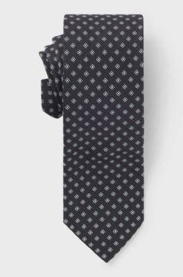 BOSS ONE Patterned tie in silk jacquard, Dark Blue