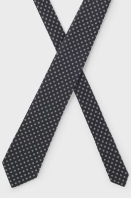 BOSS ONE Patterned tie in silk jacquard, Dark Blue