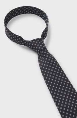 BOSS ONE Patterned tie in silk jacquard, Dark Blue