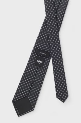 BOSS ONE Patterned tie in silk jacquard, Dark Blue