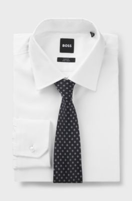 BOSS ONE Patterned tie in silk jacquard, Dark Blue