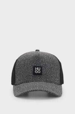 Stretch-tweed trucker cap with logo detail, Dark Grey