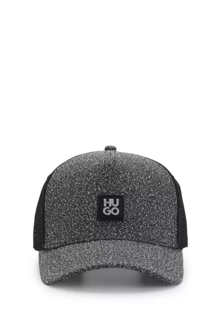 Stretch-tweed trucker cap with logo detail