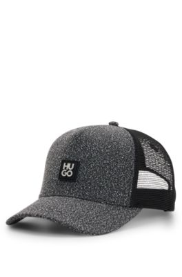 Stretch-tweed trucker cap with logo detail, Dark Grey