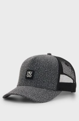 Stretch-tweed trucker cap with logo detail, Dark Grey