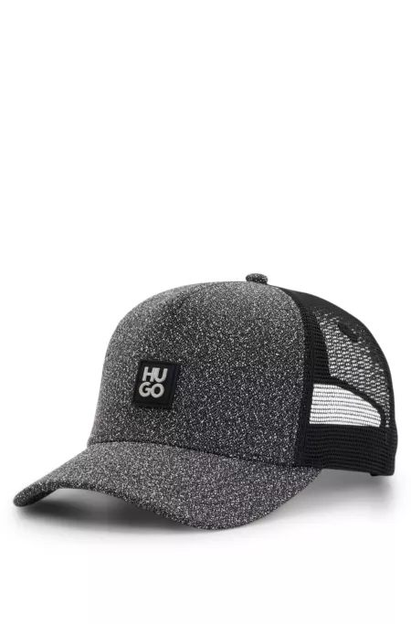Stretch-tweed trucker cap with logo detail