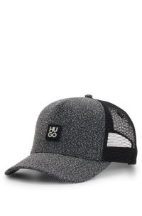 Stretch-tweed trucker cap with logo detail, Dark Grey