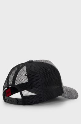 Stretch-tweed trucker cap with logo detail, Dark Grey
