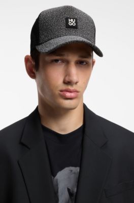 Stretch-tweed trucker cap with logo detail, Dark Grey