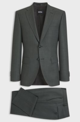 Two-piece regular-fit suit in Italian virgin wool, Dark Green