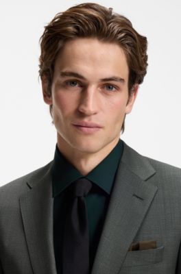 Two-piece regular-fit suit in Italian virgin wool, Dark Green