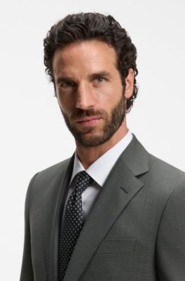 Two-piece regular-fit suit in Italian virgin wool, Dark Green