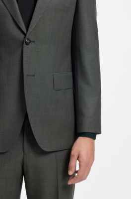 Two-piece regular-fit suit in Italian virgin wool, Dark Green