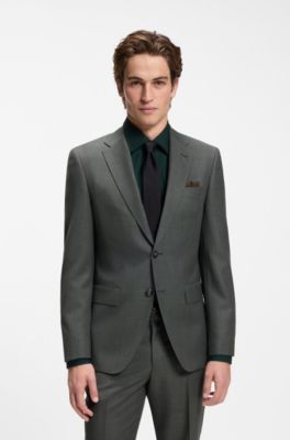 Two-piece regular-fit suit in Italian virgin wool, Dark Green