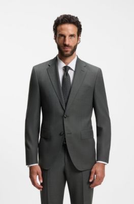 Two-piece regular-fit suit in Italian virgin wool, Dark Green