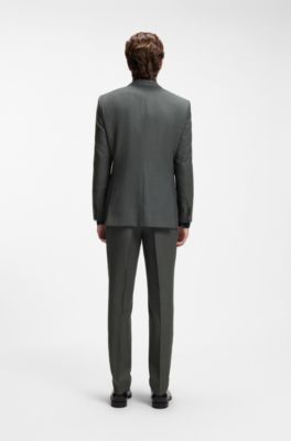 Two-piece regular-fit suit in Italian virgin wool, Dark Green
