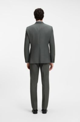 Two-piece regular-fit suit in Italian virgin wool, Dark Green