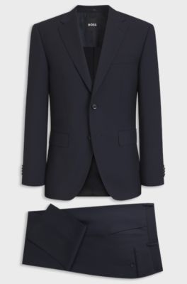 Two-piece regular-fit suit in Italian virgin wool, Dark Blue