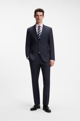 Two-piece regular-fit suit in Italian virgin wool, Dark Blue