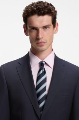 Two-piece regular-fit suit in Italian virgin wool, Dark Blue