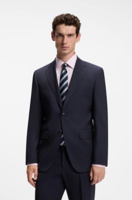 Two-piece regular-fit suit in Italian virgin wool, Dark Blue