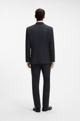 Two-piece regular-fit suit in Italian virgin wool, Dark Blue