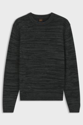Moulin&eacute;-knit sweater in virgin wool and cotton, Dark Grey