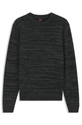 Boss Mouliné-knit sweater in virgin wool and cotton stickade tröjor herr – bild 4