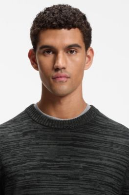Moulin&eacute;-knit sweater in virgin wool and cotton, Dark Grey