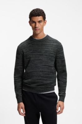 Moulin&eacute;-knit sweater in virgin wool and cotton, Dark Grey