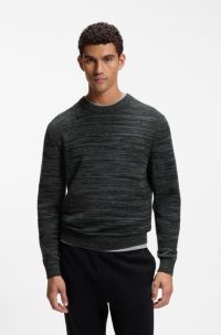 Moulin&eacute;-knit sweater in virgin wool and cotton, Dark Grey