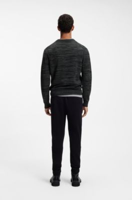 Moulin&eacute;-knit sweater in virgin wool and cotton, Dark Grey