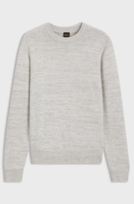 Moulin&eacute;-knit sweater in virgin wool and cotton, Light Grey