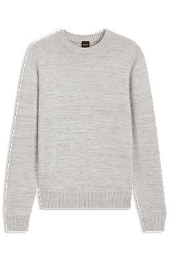 Mouliné-knit sweater in virgin wool and cotton